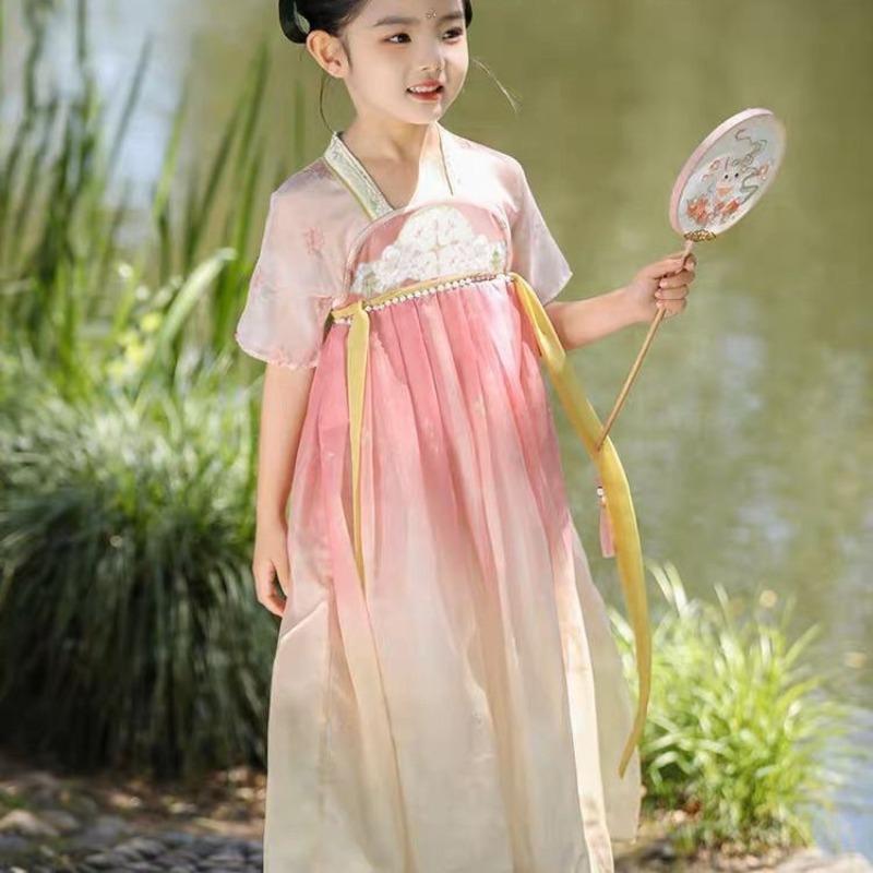 Hanfu Girls Summer New Antique High-end Super Fairy Dress Girls Elegant Performance Clothes