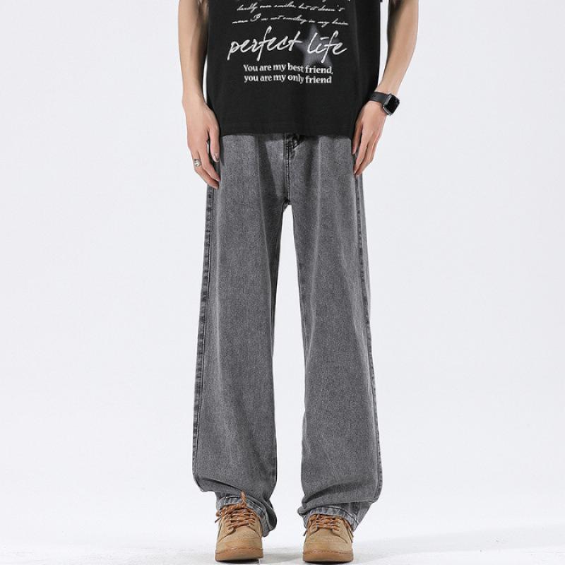 JYL New Wide Straight Jeans for Men, Basic Multicolor Universal Elastic Pants In Spring.