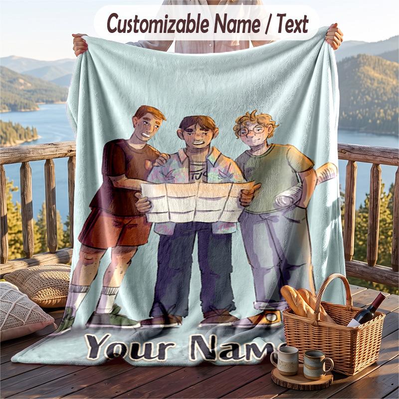 Custom Text Flannel Throw Blanket, Lightweight Cozy Bed Sofa BlanketDie drei Fragezeichen
