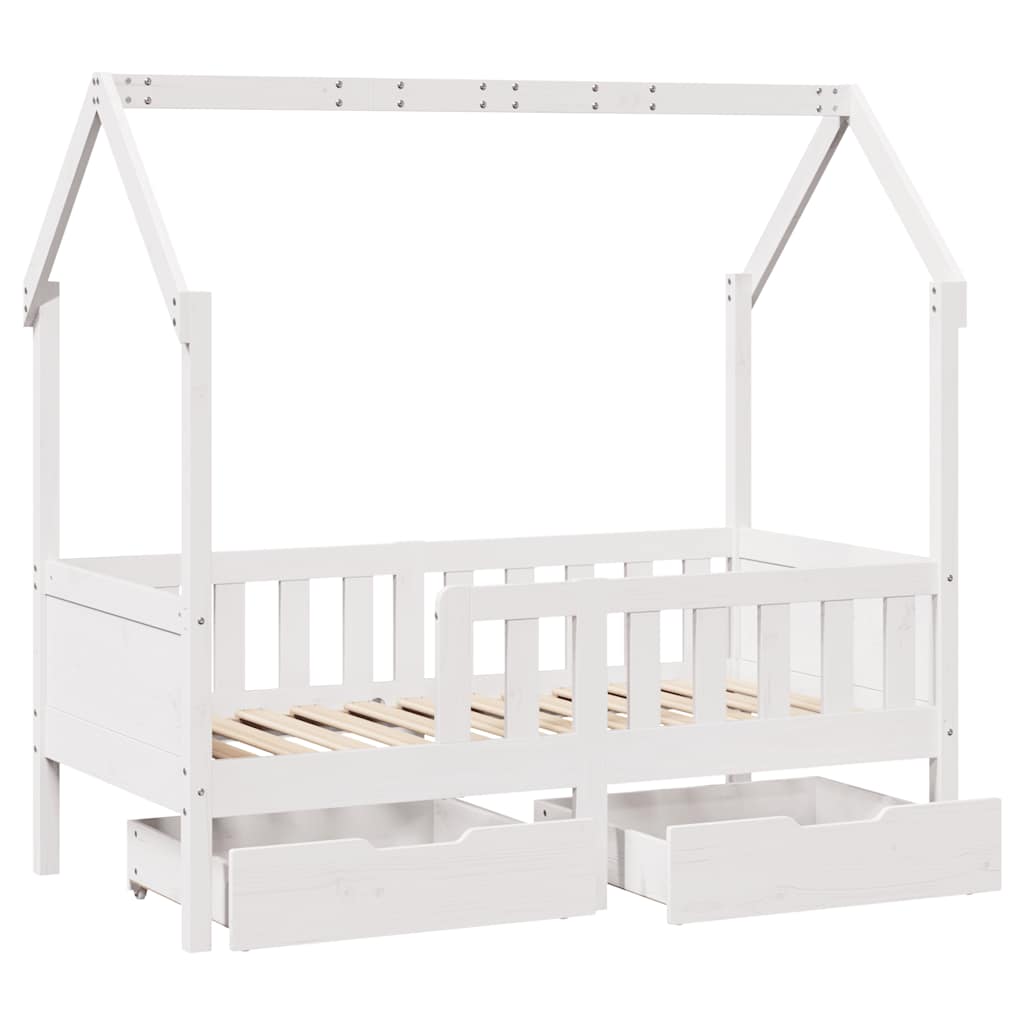 Kids Bed with Drawers 80 X 170 Cm Solid Pine Wood