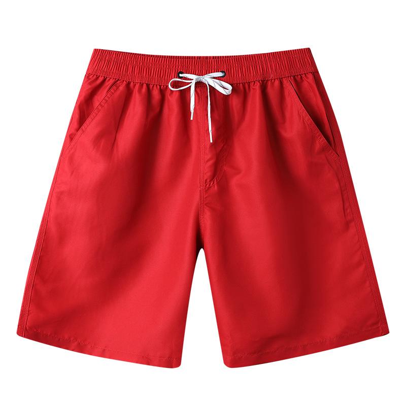 Heren Sneldrogende Strandbroek Vijfpunts Zwembroek Effen Kleur Grote Maat Casual Sportshorts XXXL rood