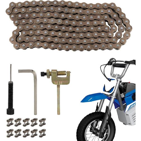MX350#25 126 Links Chain & Chain Tensioner & Cleaning Brush Bundle for MX350/MX400/SX350/ZR350 Electric Dirt Bike