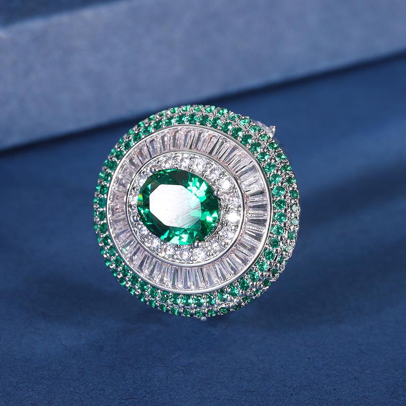 

Jewelry Copper Gold Plated Simulation Treasure Emerald Shine Diamond Women S Pendant Set 8 * 10