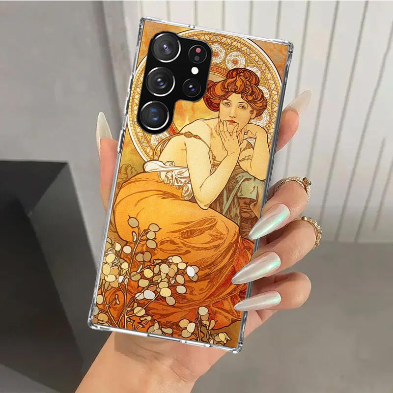 

Чехол для телефона Альфонс Муха Весна для Samsung Galaxy S26 S24 S23 Ultra S25 Edge S22 S21 Plus S20 FE + Мягкий чехол с принтом Funda Gal Samsung S25