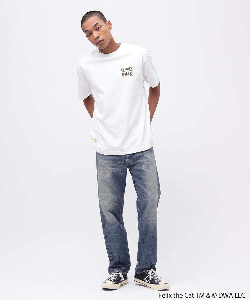 AVIREX FELIX EMBROIDERY LOGO Embroidered Logo Short Sleeve Size T-SHIRT, Men's T-Shirt, M, 030, White, 783-5134035