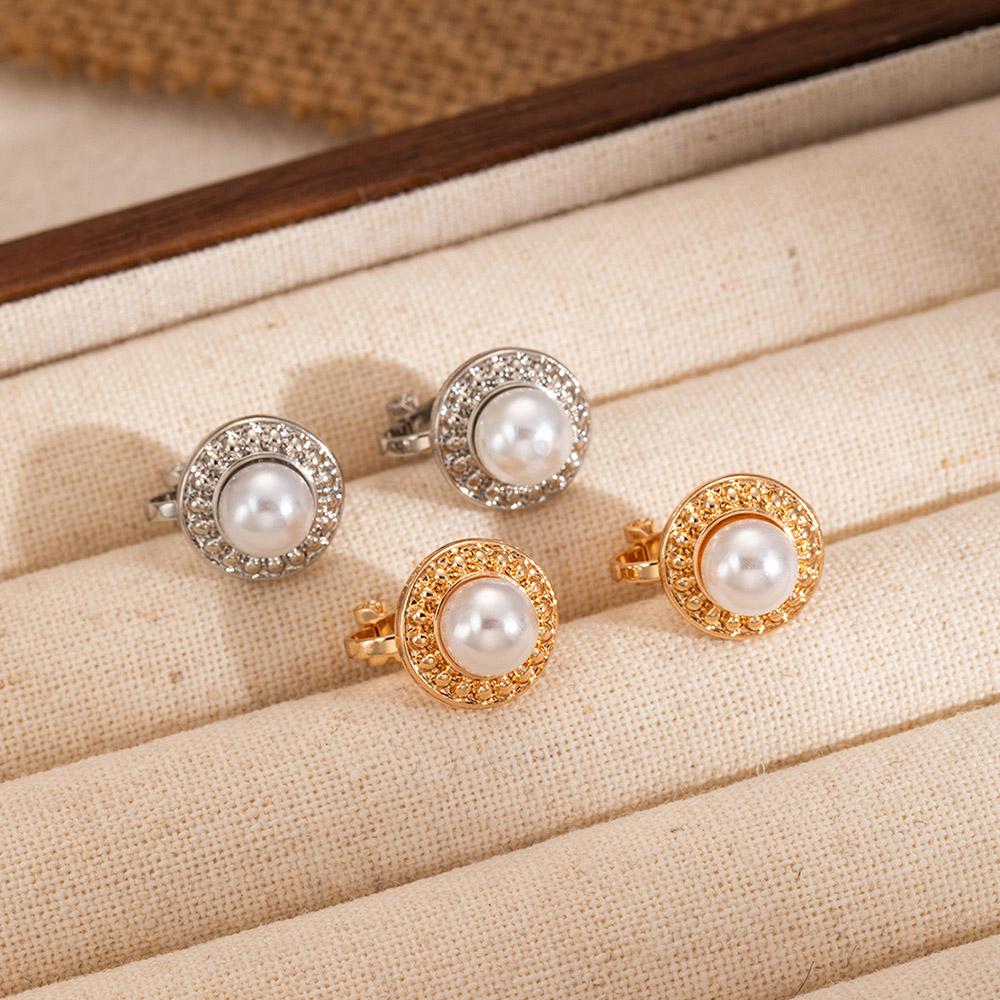 Non Pierced Simulated Pearl Round Clip Earrings For Women Gold Geometric Jewelry Ear Cuff Earring Boucle D’Oreille