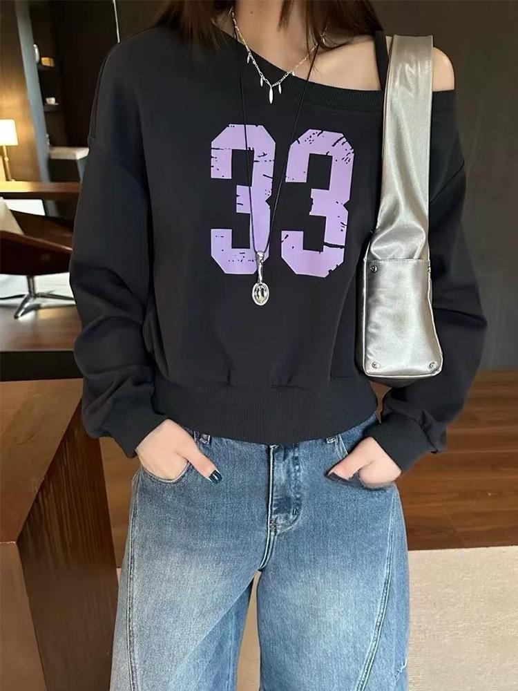 2026 New Women's Asymmetric Off-Shoulder Long Sleeve Hoodie