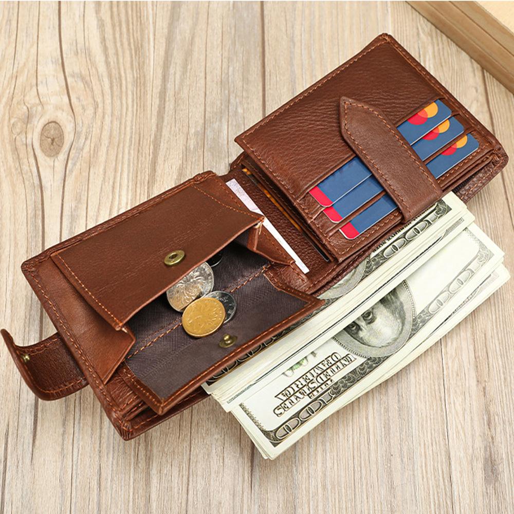 Vintage Tree of Life Genuine Leather Men Wallet Embossed Cowhide Bifold Purse with Coin Pocket Credit Card Holder