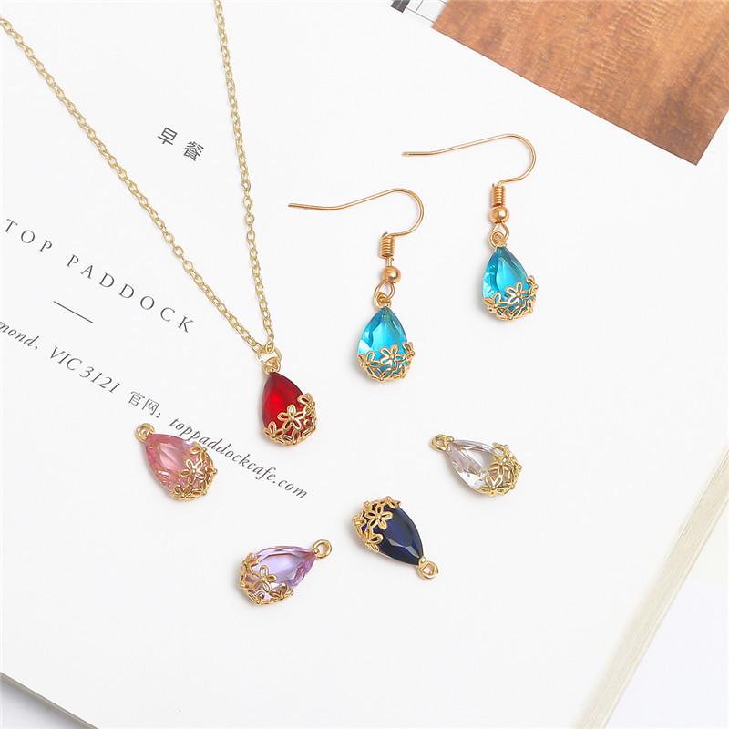 

Plum Blossom Zircon Teardrop Pendant for Handmade Earrings 9*16mm темно-синий
