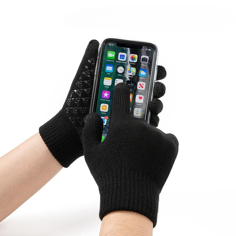 Exclusive Knit Touchscreen Gloves Couples Winter Fleece Lined Thick Warm Anti-Slip Gloves