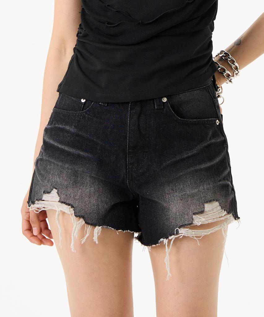UNKNOWN PLANET Vintage Damaged Cutoff Shorts Black
