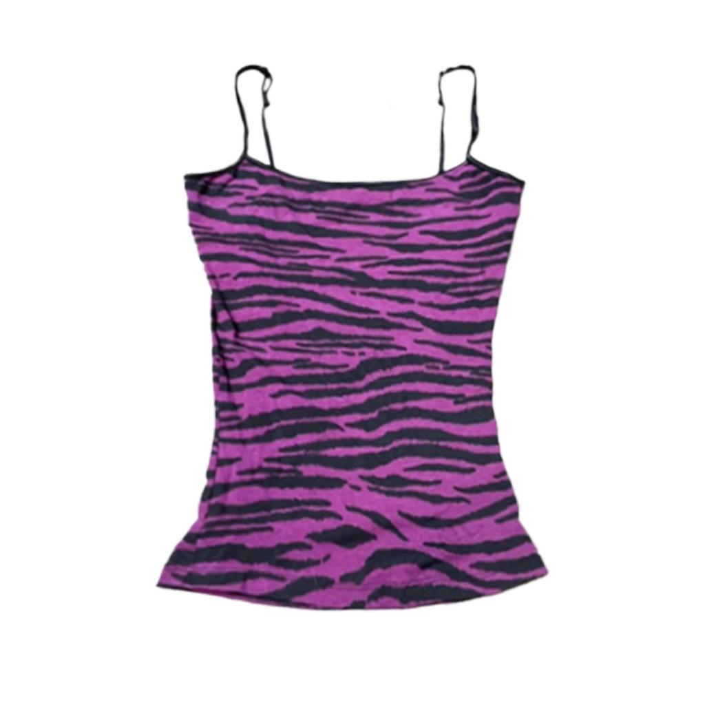 TrendHub Dámské kšandy Pruhovaný vzor Ležérní Y2K Retro Harajuku Móda Nová Street Punk Sladký Hip Hop Roztomilý Hottie Dětské Crop Topy Emo