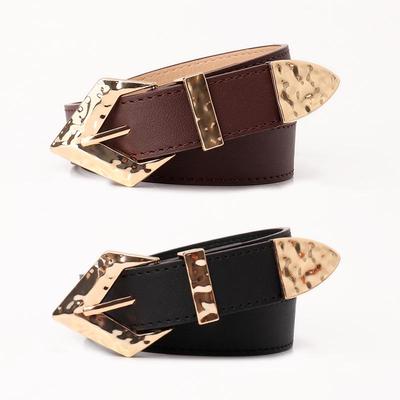 Retro Women's Leather Belt with Trendy Alloy Buckle - Perfect for Jeans and Dresses