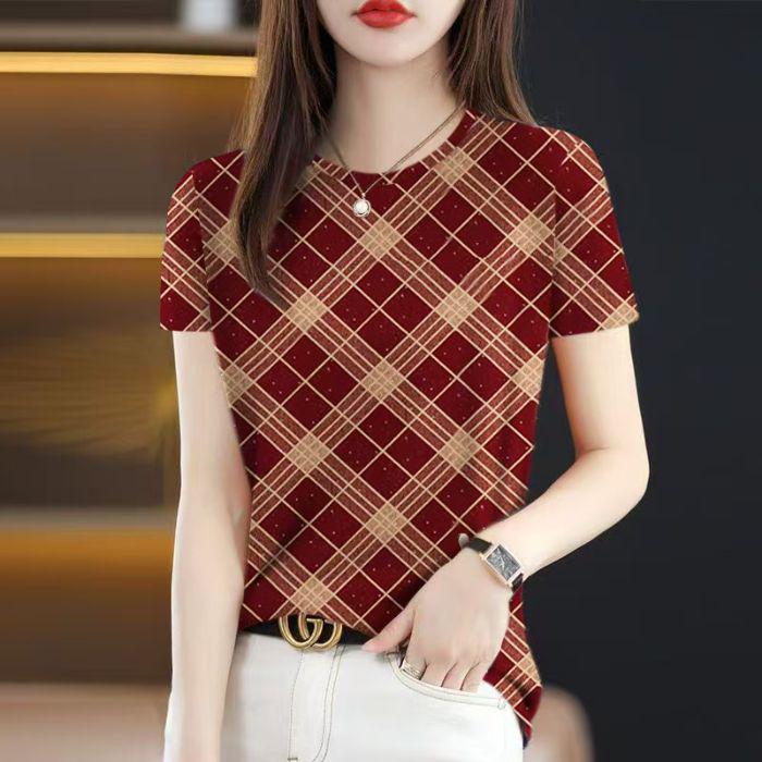 Chic Retro Women's Round Neck Short Sleeve T-Shirt - 2025 Summer Trend