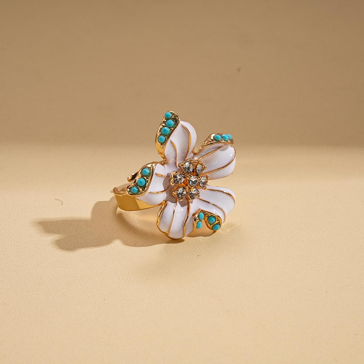 Diamond stone imitation pearl oil drop flower multi-layer sweater chain ethnic style temperament necklace