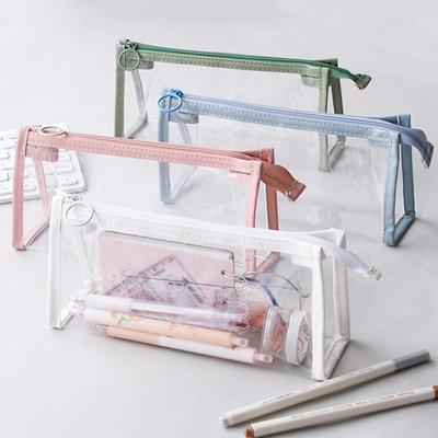 Bleistiftbeutel, tragbar, große Kapazität, transparent, koreanischer Stil, Schreibwarentasche, Schulbedarf
