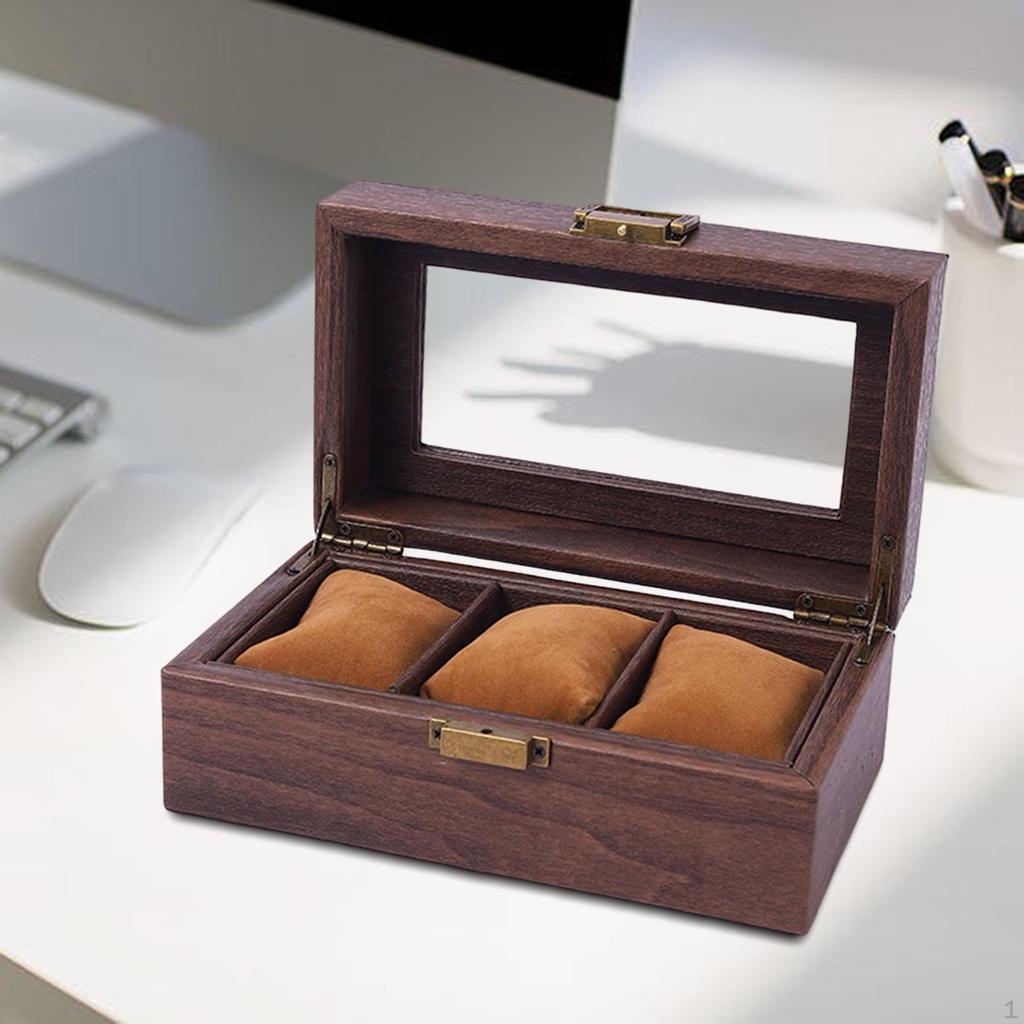 Box, Box, Glass Window Låsbar Pute Støvtett Display er, Travel Case Organizer Men