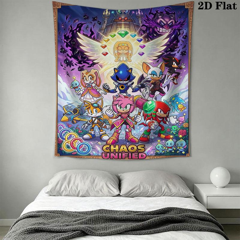 Hedgehog Sonic Burst Wall Hanging Printed Fabric Blanket Decorative Tapestries for Bedroom Living Room Home Decor