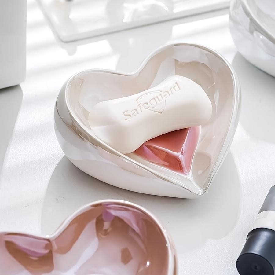 Love Drain Soap Dish Colorful Electroplated Lightweight Luxury Creative Bathroom No-Drill Ceramic Soap Holder Household Washbasin Storage Rack