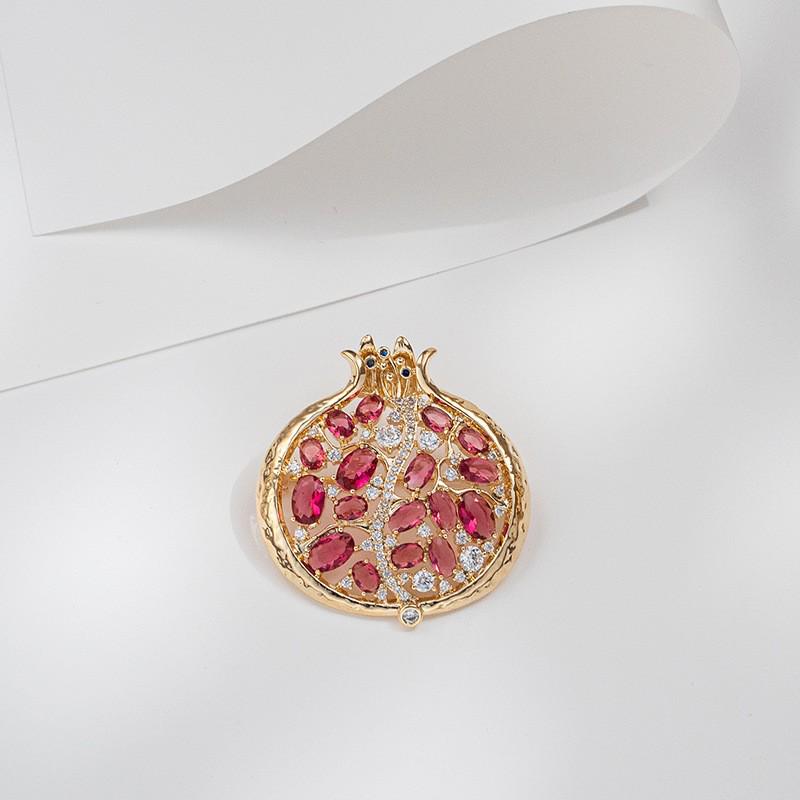 Designer Rote Granatapfel Brosche - Persönlichkeit High-End Korsagen Nadel