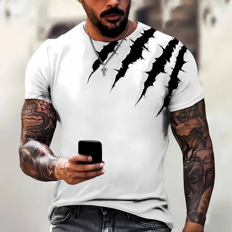3D Graffiti Bedrucktes Herren T-Shirt für den Sommer Lässig Modisch und Bequem Polyesterfaser Herren