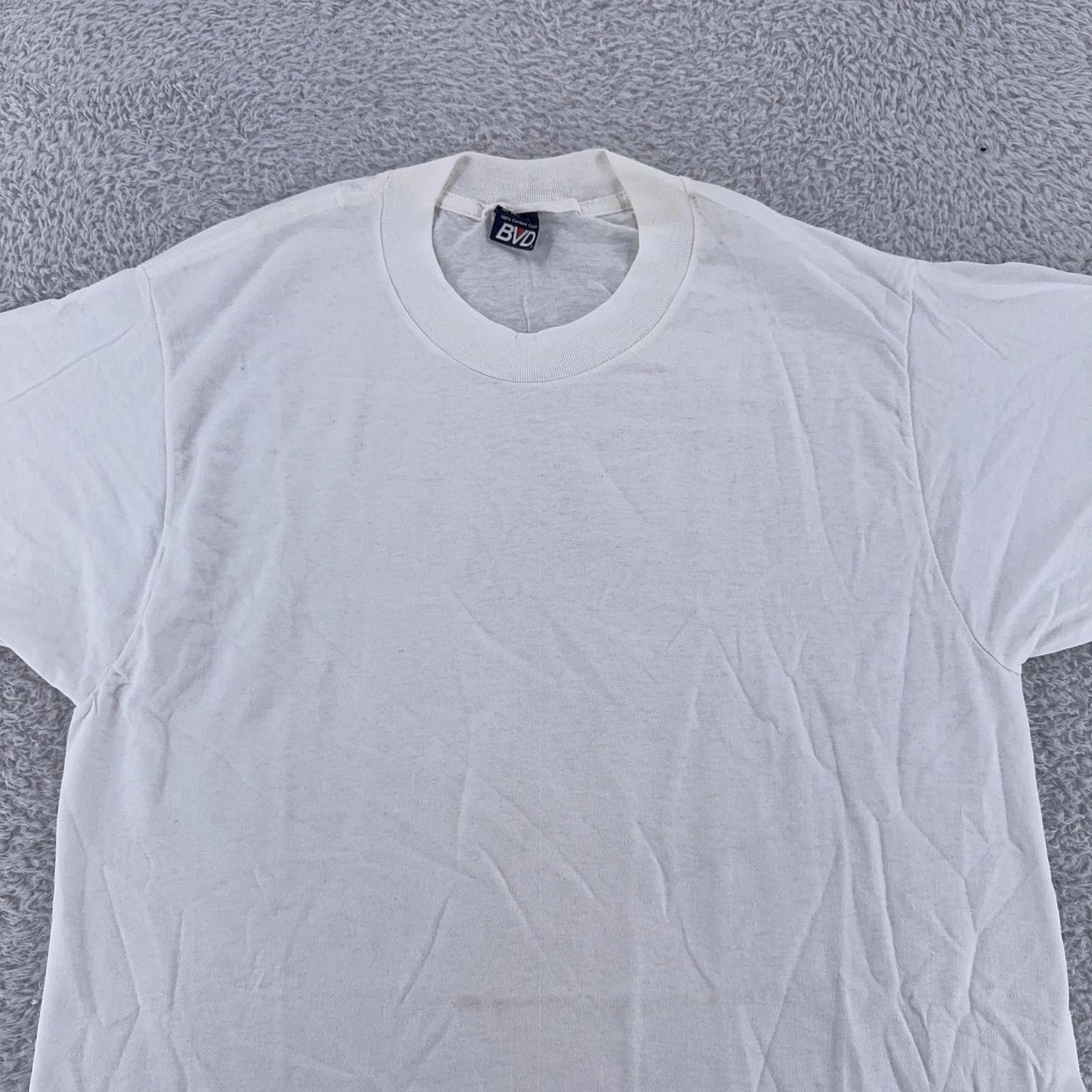 Vintage Blank White BVD Shirt Mens Medium Crew Neck Undershirt Made USA 90s M