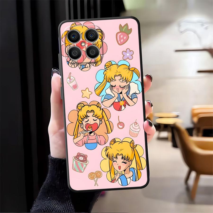 Wacky Sailor Moon Case for Honor X9a X6 X8 X7 70 X5b 200 400 Lite 90 Magic5Lite 8X Black Soft Phone Cover