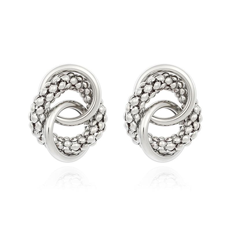 Hollow Three Circles Round Big Metal Pendant Earring for Women Simple Creative Exaggerated Ear Jewelry Personality Gift