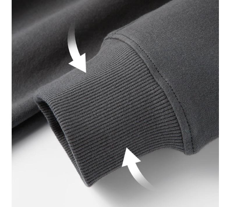 Unisex Heavyweight Cotton Sweatshirt, 300g, Long-Sleeve, Round Neck, Plus Velvet, Solid Color.