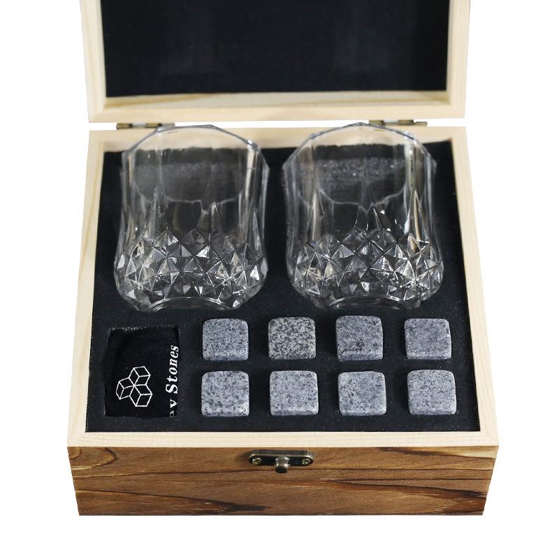 Bestselling Whiskey Chilling Stones Gift Set - Square Ice Cubes with Wooden Box for Wine