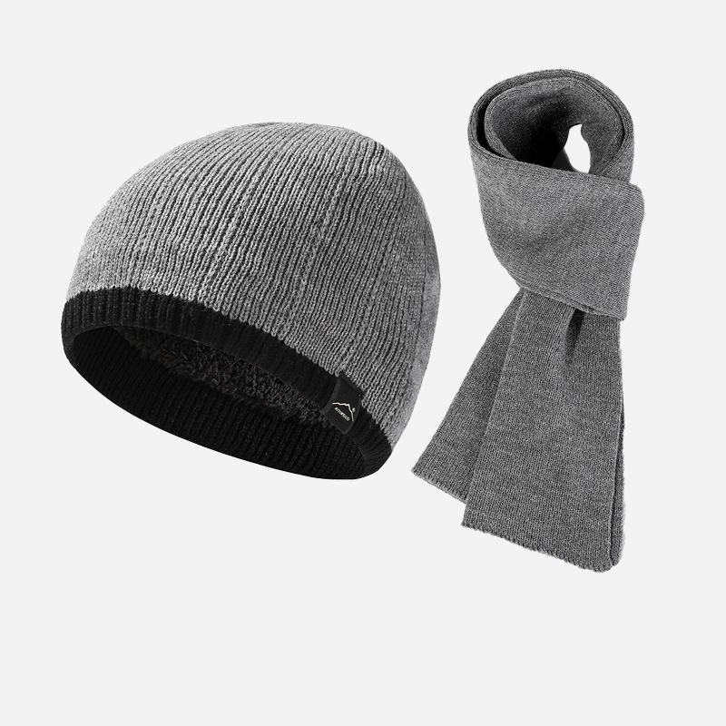 

Мужская зимняя теплая вязаная шапка длинный шарф комплект из двух предметов бархатная толстая уличная ветрозащитная шапка для защиты ушей светло-серый