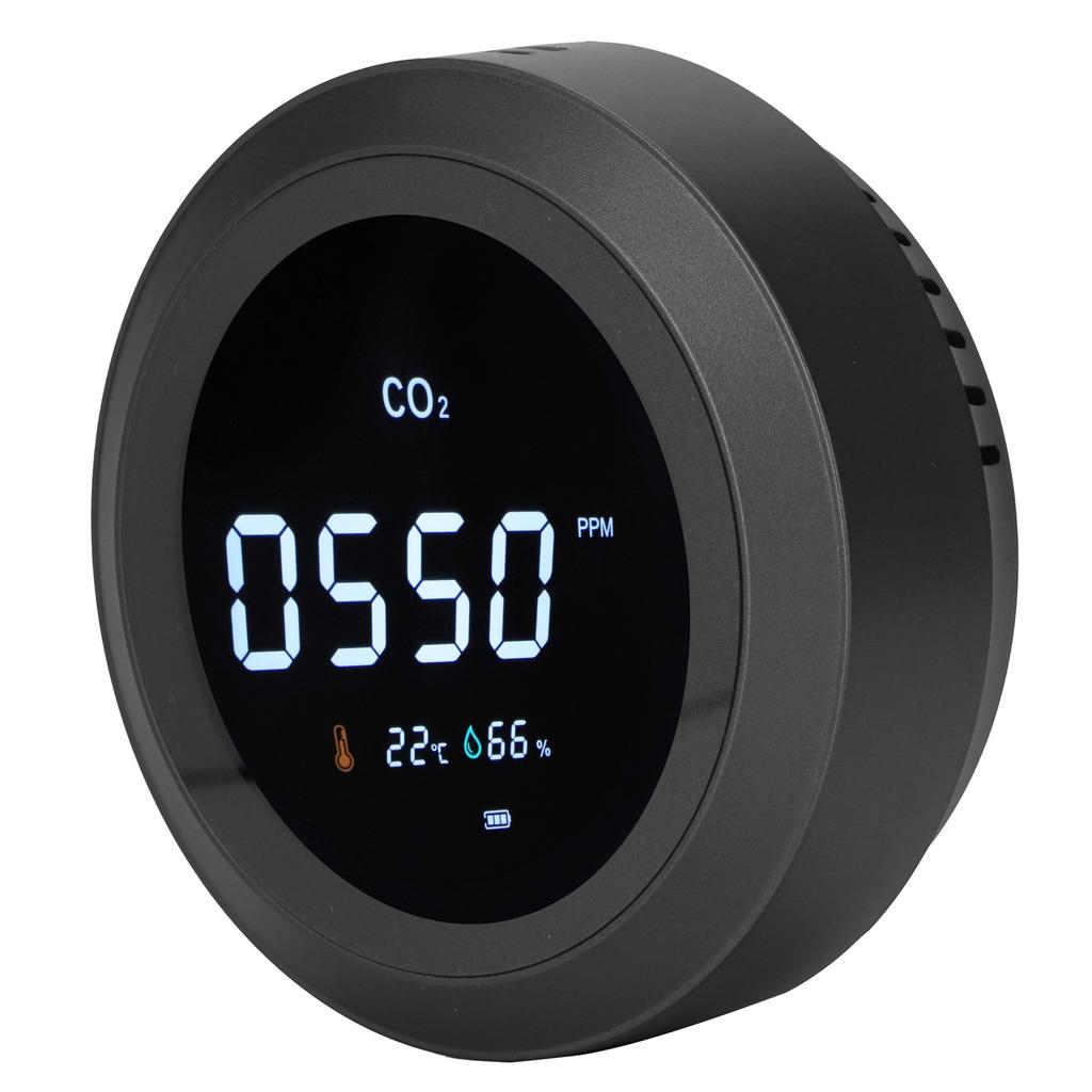 Multi Functional Air Quality Detector Portable CO2 Temperature Humidity Monitor Black