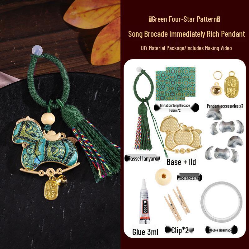 Handmade Year of the Horse Brocade Keychain Ornament