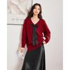 IEF Korean Style Bow V-Neck Knit Top