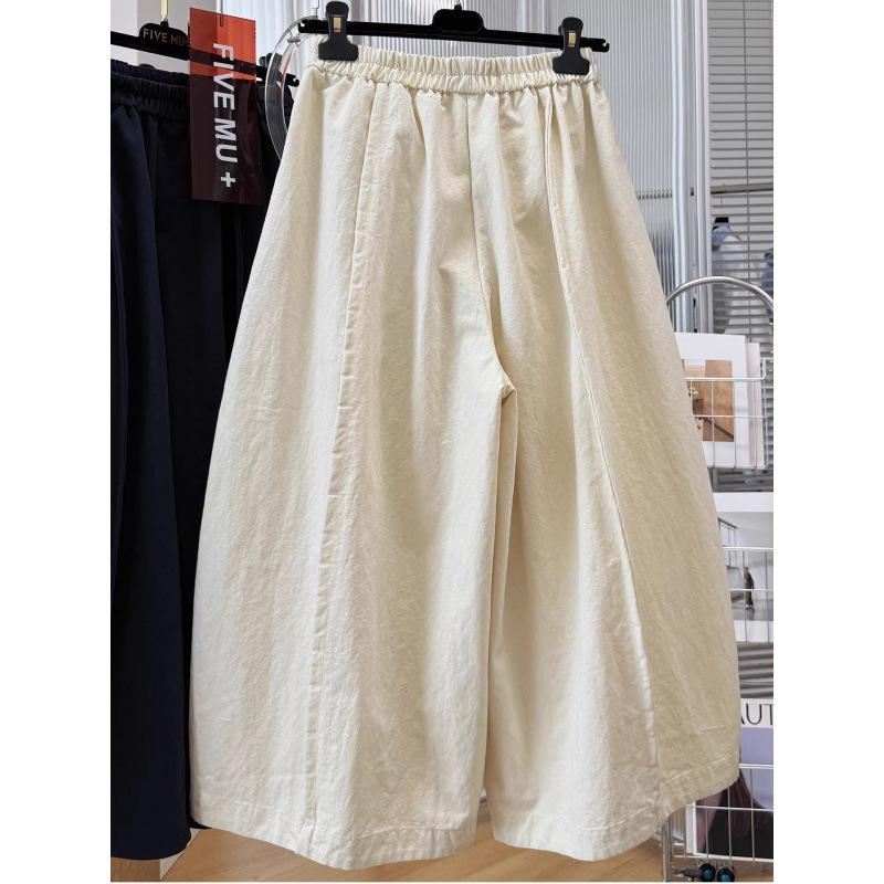 Women Summer Thin Loose Wide Leg Casual Cropped Work Pants M