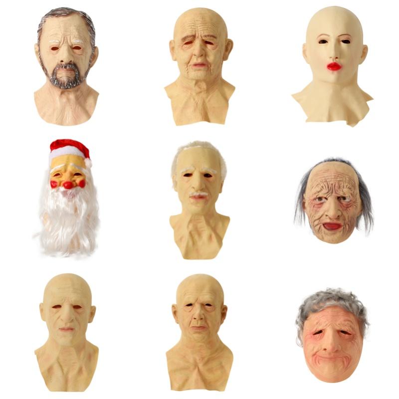 Hot Sale Realistic Latest Halloween Full Head Bareheaded Old Man Latex Headgear Cosplay Head Silicone Party Masks