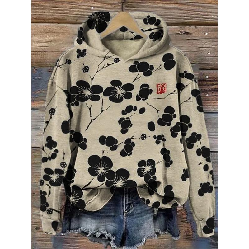 Дизайнерский женский вечерний стиль с цветочным принтом, осенне-зимний повседневный свободный женский свитшот, модная уличная одежда Y2K 5XL