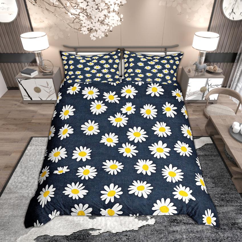 Homewish Vintage Floral Duvet Cover Set for Girls Women, Garden Flower Bedding Set, Chic Blossoms Quilt Cover Set