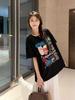 Unisex Retro Graffiti Print Cotton Plus Size T-shirt - Short Sleeve, Loose Fit for Men, Women & Girls