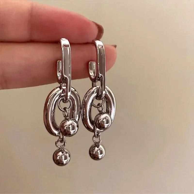 Exaggerated Metal Glossy Irregular Distorted Geometric Large Earrings for Women  Fashion Personality Party Vintage Zircon Gifts