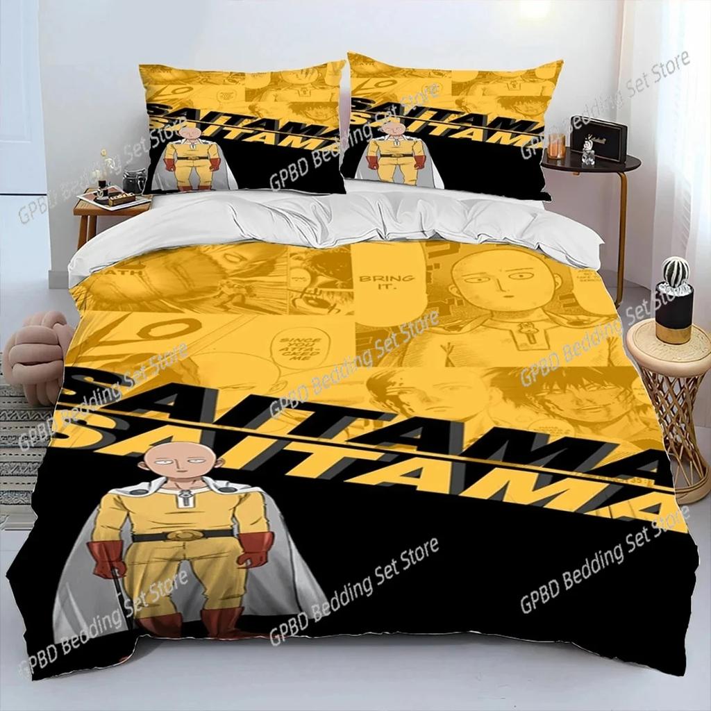 Anime One-Punch Man Saitama Comfortable Duvet Quilt Cover Pillowcase Bedding Set Children Bedroom Decoration Home Textile