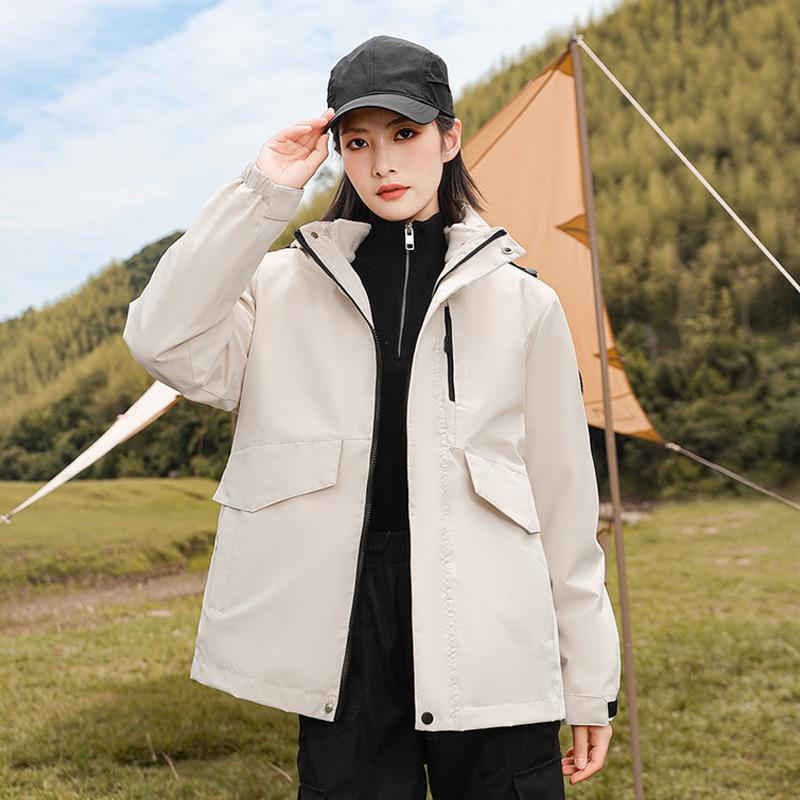 Jacket Men's and Women's Three-in-one Removable Two-piece Set, Light and Windproof Outdoor Mountaineering Cotton Jacket
