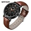 Sanda Waterproof Six-Hand Quartz Wristwatch, Luminous Hands, Unisex for Business and Casual Wear