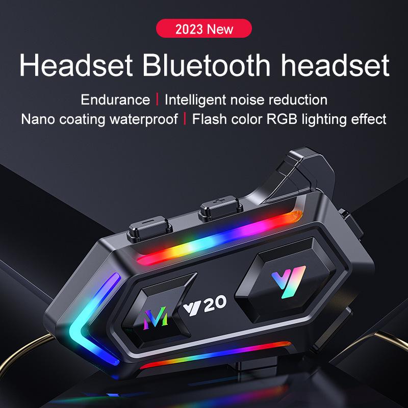 Y20 Bluetooth Helmet Headset: Waterproof, Dustproof, RGB Lights, Heavy Bass.