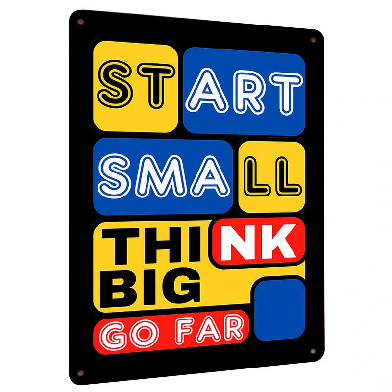 

Inspirational Quote Metal Wall Art Decor Start Small Think Big Motivational Home Office Decoration Craft Gift 20x30cm（7.8x11.8inch）