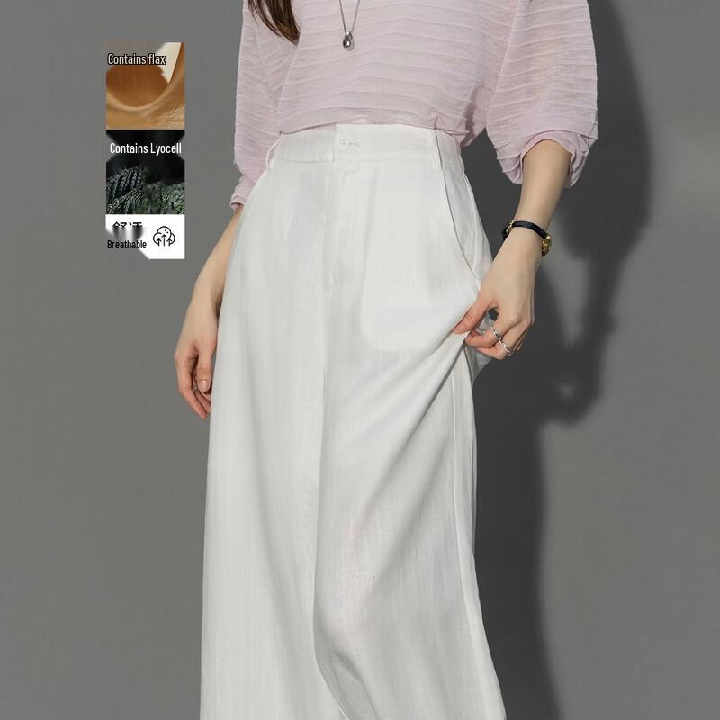 Demana Women s Summer Linen-Tencel Blend Straight-Leg Casual Pants M