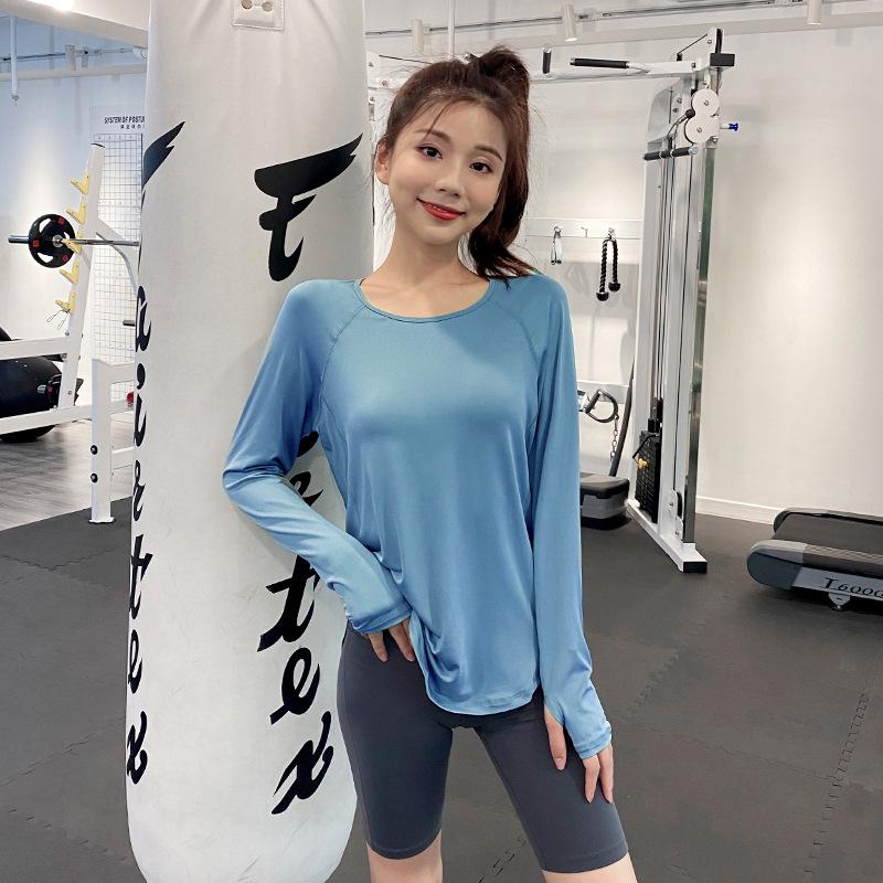 

Женский летний облегающий топ с длинными рукавами для йоги и бега, быстросохнущий M [94-104 lbs]