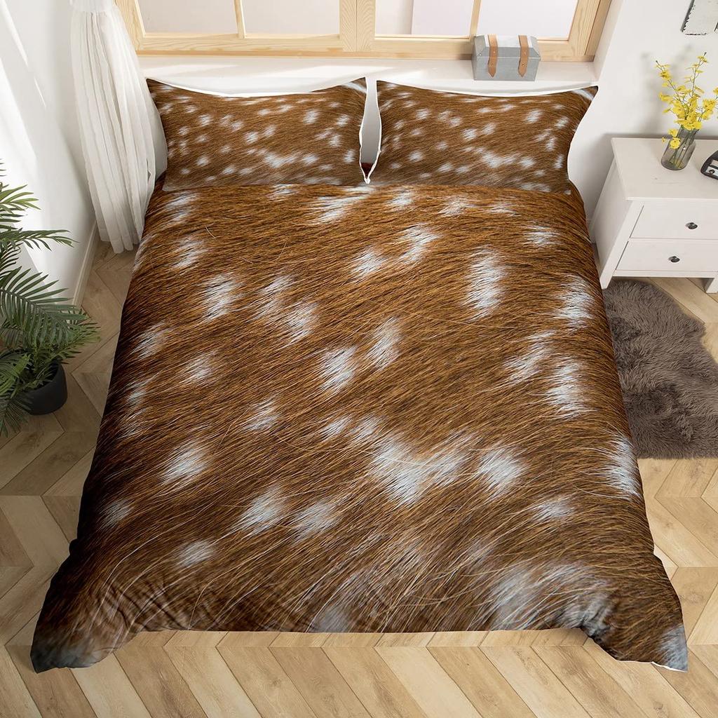 Animal Fur Pattern Duvet Cover Set Tiger Lion Cow Leopard Polyester Comforter Cover With Pillowcase King Queen Size Bedding Set