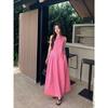 French Holiday Style Sleeveless Dress Women's Summer New Rose Red Waist Long Dress Niche Design Temperament