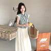 2025 Summer Women's Lace Patchwork Denim Vest & Camisole Dress Set YL729